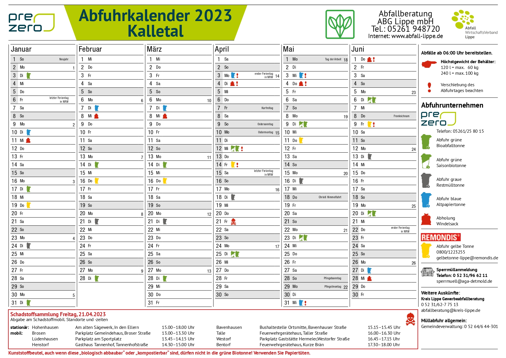 Abfuhrkalender 2023 werden verteilt