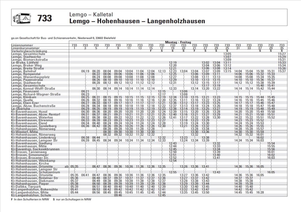 733 Lemgo - Hohenhausen - Langenholzhausen